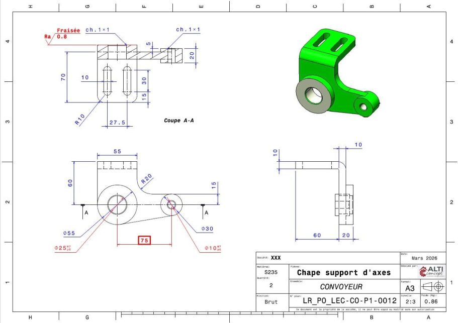 Plan de détail d'une pièce mécanique.
